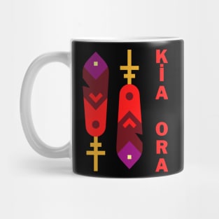 Red Kia Ora and Silver fern Design Mug